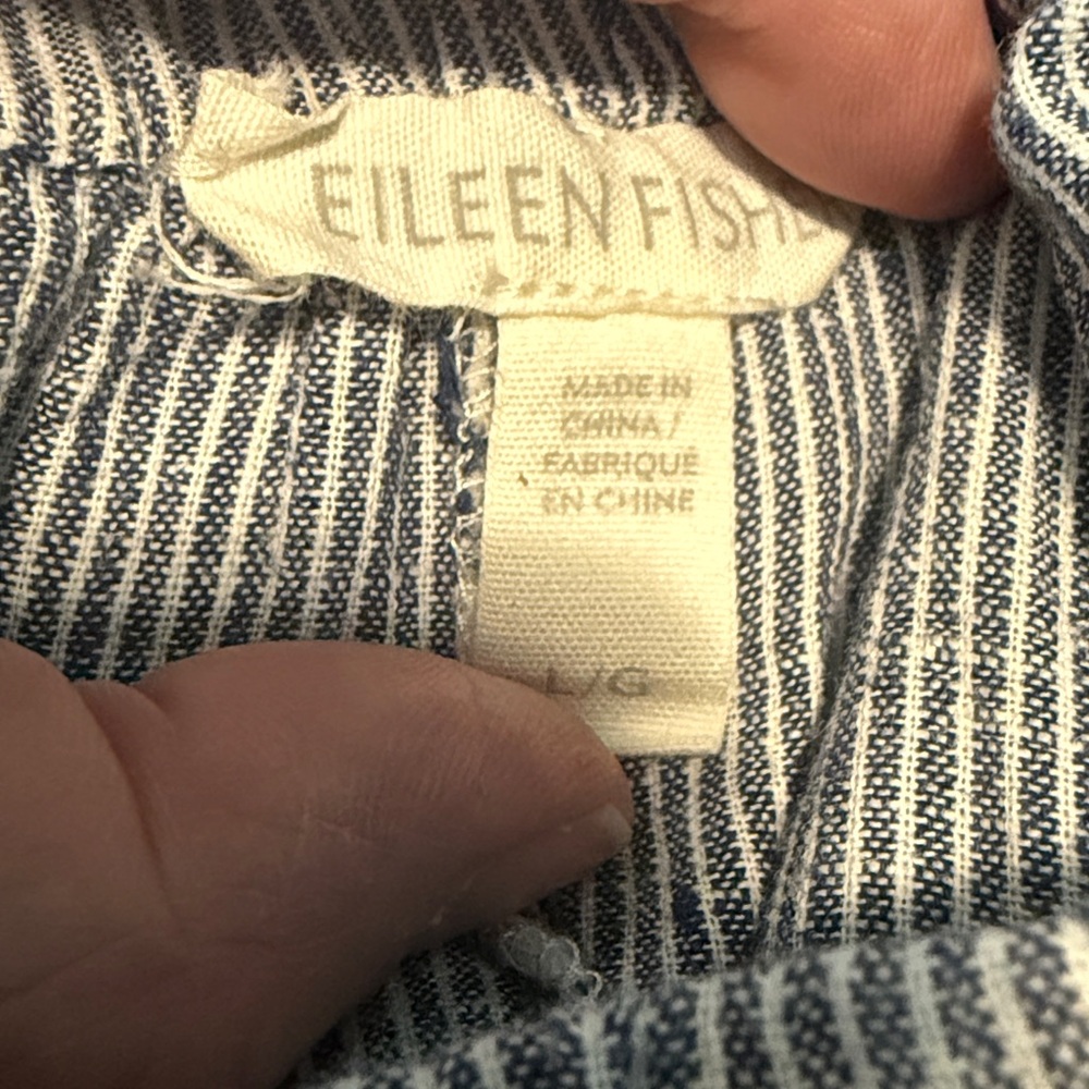 EILEEN FISHER Womens Blue Pinstripe Cropped Pants Size L - Picture 4 of 8